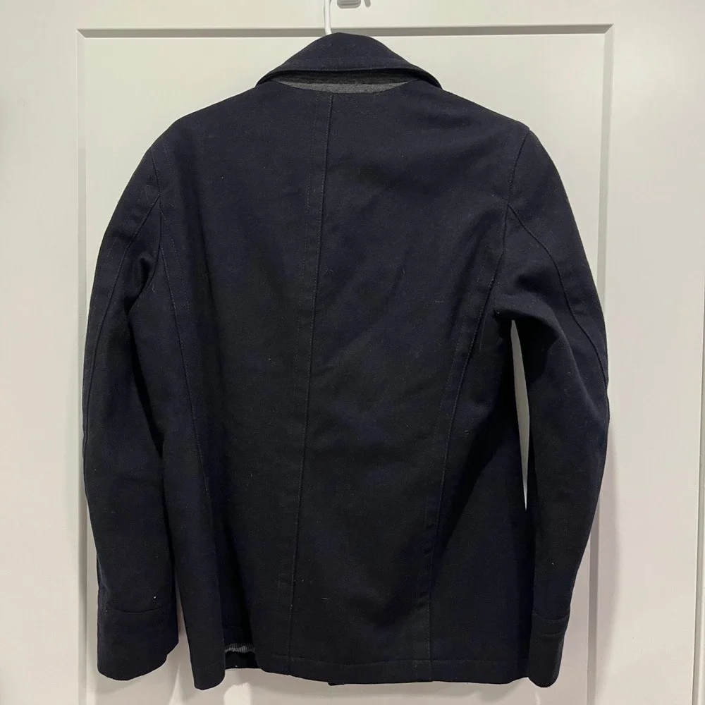 Banana Republic Mens Navy Blue Wool Double Breasted Pea Coat Jacket Small